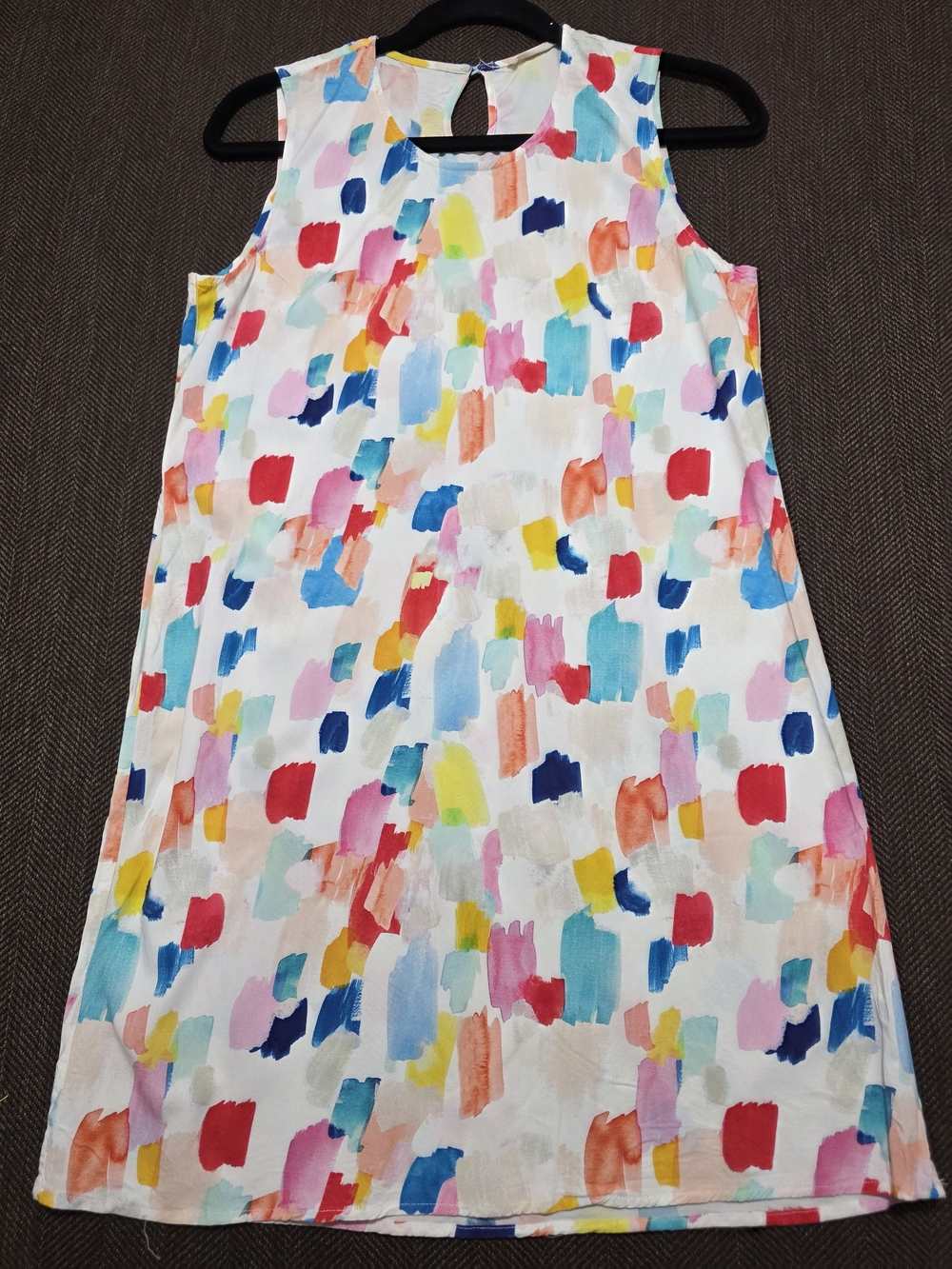 Marine Layer White Mini Dress with Multicolor Brushstroke Print - Picture 2 of 8